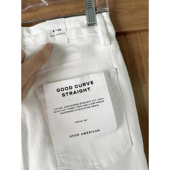 NWT Good American Good Curve Straight Leg Jeans White 28” Inseam Women’s sz 8/29 - Picture 6 of 13